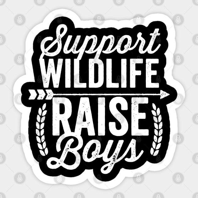 Support Wildlife Raise Boys White Text Sticker by DetourShirts